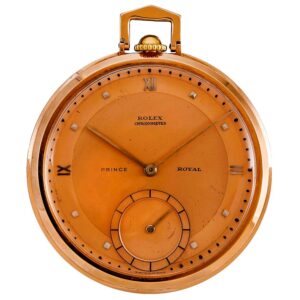 Fine Swiss 14K pink gold open faced pocket watch Circa 1960