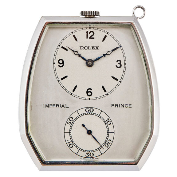 Fine Swiss 9K white gold hexagonal pocket watch Circa 1940