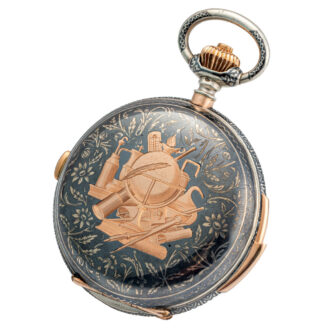 Swiss silver niello complicated pocket watch Circa 1890