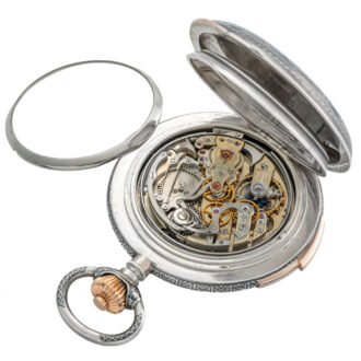 Swiss silver niello complicated pocket watch Circa 1890