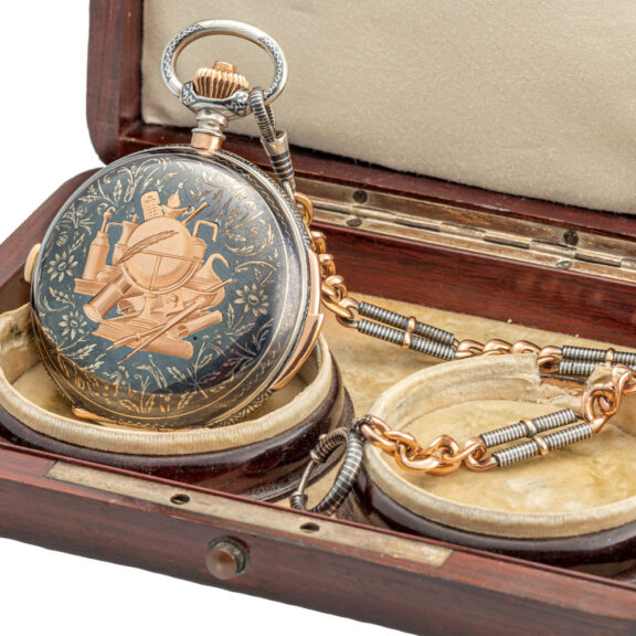 Swiss silver niello complicated pocket watch Circa 1890 Swiss silver niello complicated pocket watch Circa 1890