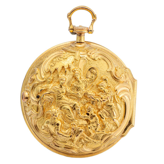 English gilt metal verge with repoussé décor Circa 1770 English gilt metal verge with repoussé décor Circa 1770