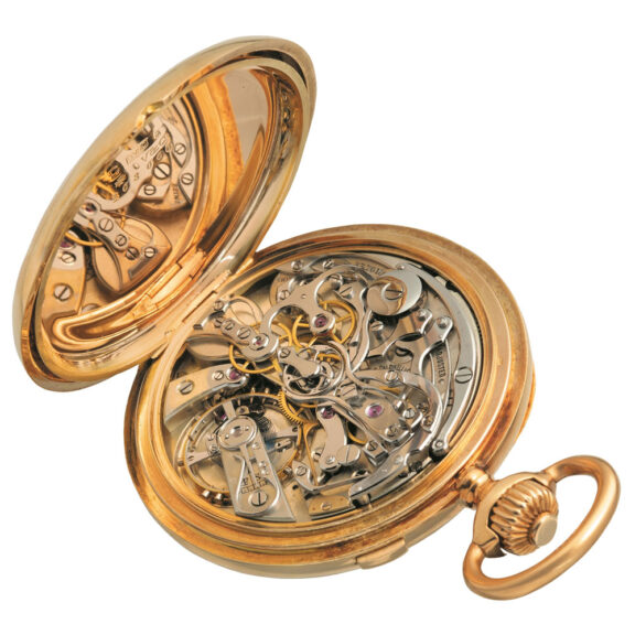 Swiss 18K gold watch with three complications Circa 1906 Swiss 18K gold watch with three complications Circa 1906
