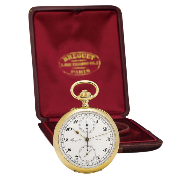 French gold chronograph with 60 minute counter Circa 1918 French gold chronograph with 60 minute counter Circa 1918