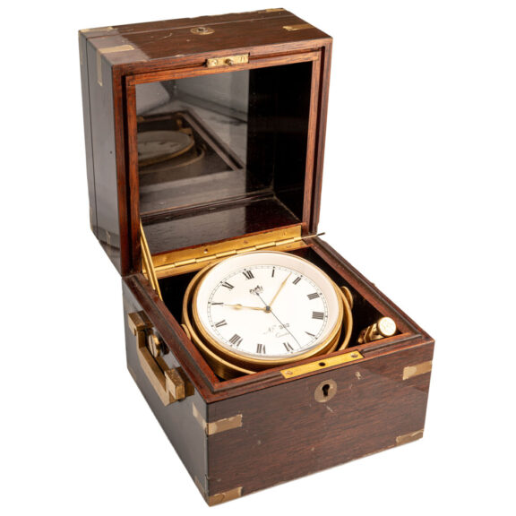 French gilt brass quartz marine chronometer Circa 1980