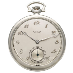 Swiss white gold open faced keyless dress watch Circa 1918
