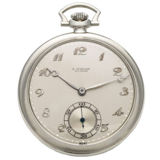 Swiss white gold open faced keyless dress watch Circa 1918