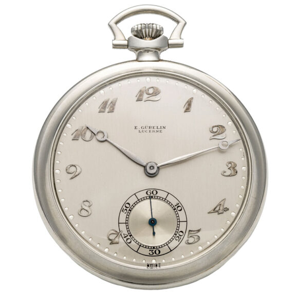 Swiss white gold open faced keyless dress watch Circa 1918