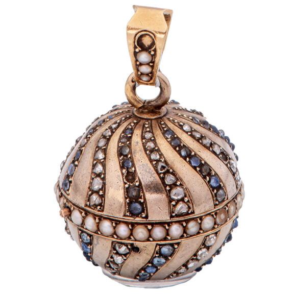 Swiss gilt silver Boule de Genève pendant watch Circa 1900 Swiss gilt silver Boule de Genève pendant watch Circa 1900