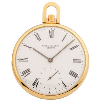 Swiss yellow gold open faced lever pocket watch Circa 1980