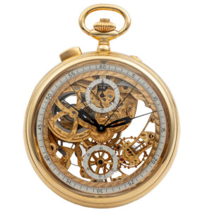 Swiss gold skeletonized slit second chronograph Circa 1980