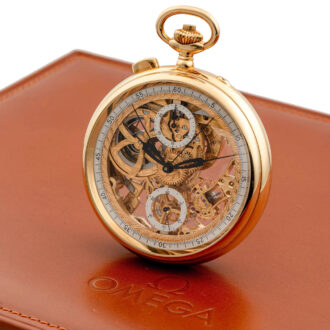 Swiss gold skeletonized slit second chronograph Circa 1980 Swiss gold skeletonized slit second chronograph Circa 1980