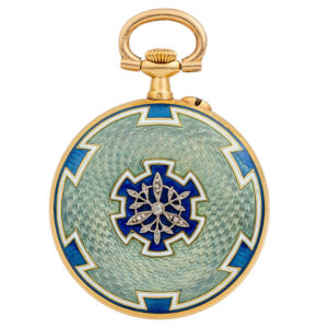 Elegant Swiss gold and enamel pendant watch Circa 1910