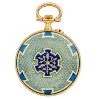 Elegant Swiss gold and enamel pendant watch Circa 1910