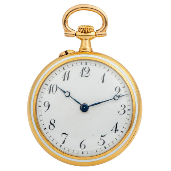 Elegant Swiss gold and enamel pendant watch Circa 1910 Elegant Swiss gold and enamel pendant watch Circa 1910