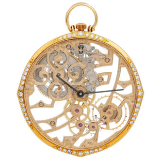 Exquisite Swiss gold skeletonized dress watch Circa 1980