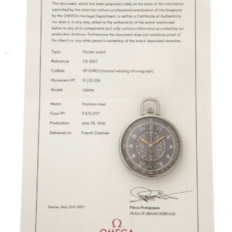 Swiss stainless steel open faced chronograph Circa 1941