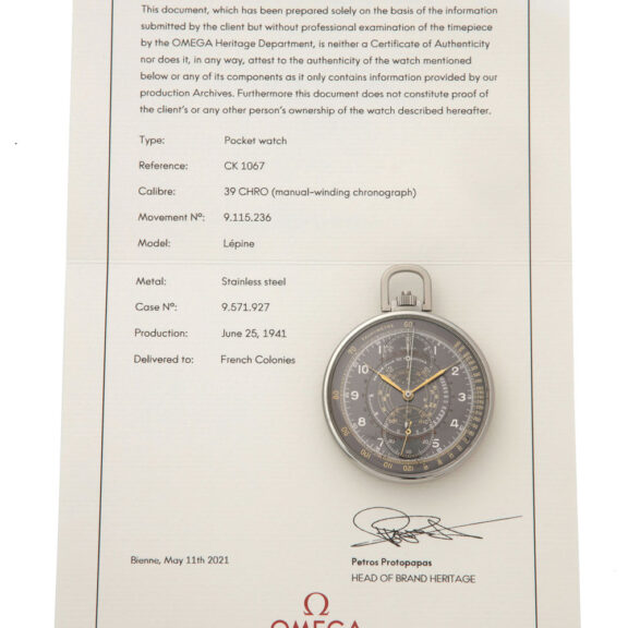 Swiss stainless steel open faced chronograph Circa 1941 Swiss stainless steel open faced chronograph Circa 1941