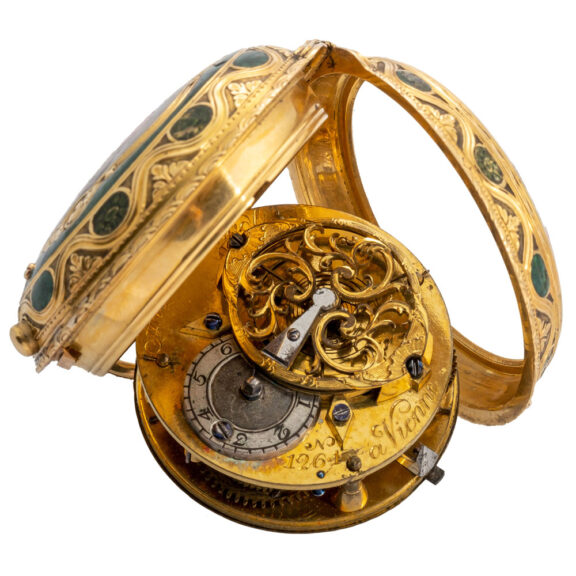 Swiss gold and enamel Louis XV pocket watch Circa 1750 Swiss gold and enamel Louis XV pocket watch Circa 1750