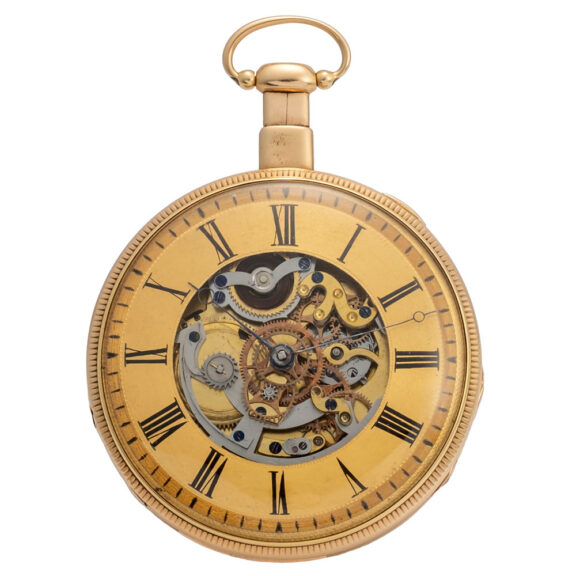 French 18K gold half-skeletonized repeater Circa 1810