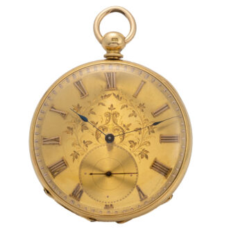 Swiss 18K gold engine turned lever pocket watch Circa 1850