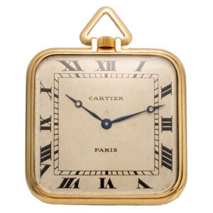 French gold square keyless dress pocket watch Circa 1925