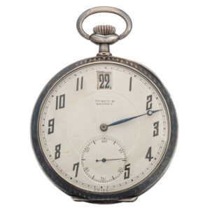 Swiss silver niello Art Deco digital pocket watch Circa 1920