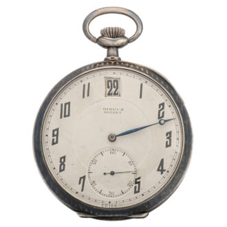 Swiss silver niello Art Deco digital pocket watch Circa 1920