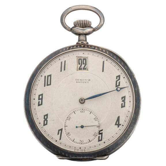 Swiss silver niello Art Deco digital pocket watch Circa 1920