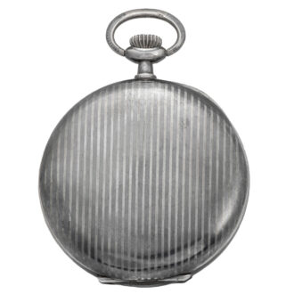Swiss silver niello Art Deco digital pocket watch Circa 1920