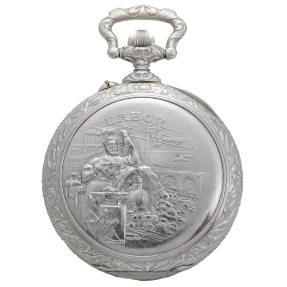 Swiss silvered metal oversized Art Deco watch Circa 1910 Swiss silvered metal oversized Art Deco watch Circa 1910