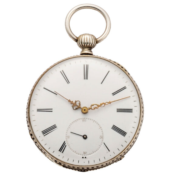 Swiss silver open faced cylinder pocket watch Circa 1860