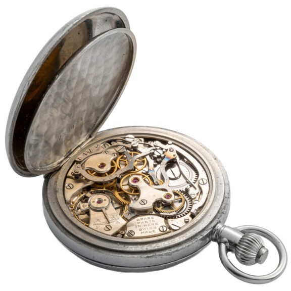French chromium pocket watch with chronograph Circa 1960 French chromium pocket watch with chronograph Circa 1960