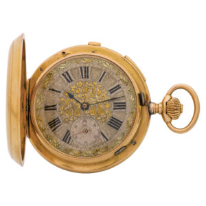 Large Swiss gold minute repeating chronograph pocket watch Circa 1890