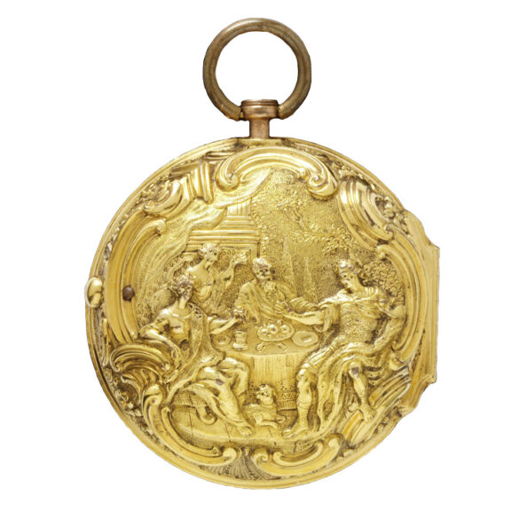 English copper verge with landscape dial scene Circa 1760 English copper verge with landscape dial scene Circa 1760