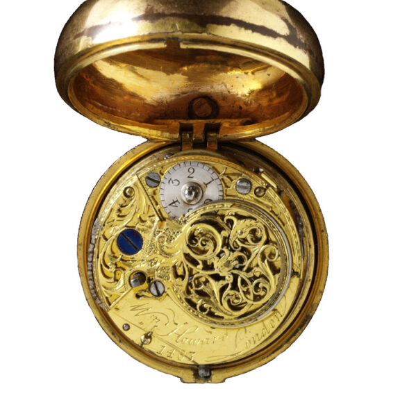 English copper verge with landscape dial scene Circa 1760 English copper verge with landscape dial scene Circa 1760