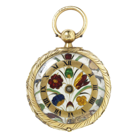 Decorative English gold and enamel pocket watch Circa 1650