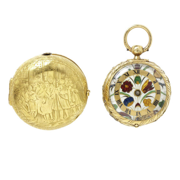Decorative English gold and enamel pocket watch Circa 1650 Decorative English gold and enamel pocket watch Circa 1650