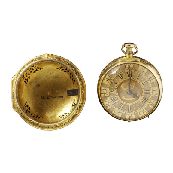 English gold pair cased verge clock watch Circa 1710-1720 English gold pair cased verge clock watch Circa 1710-1720