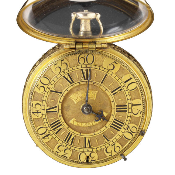 English gold pair cased verge clock watch Circa 1710-1720 English gold pair cased verge clock watch Circa 1710-1720