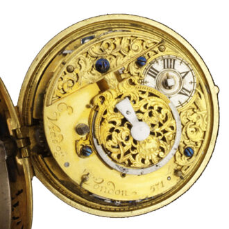 English gold Repousse verge pocket watch Circa 1730