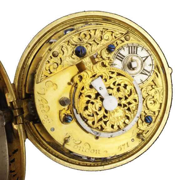 English gold Repousse verge pocket watch Circa 1730 English gold Repousse verge pocket watch Circa 1730