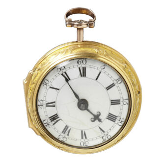 English gold pair cased verge repoussé pocket watch Circa 1761