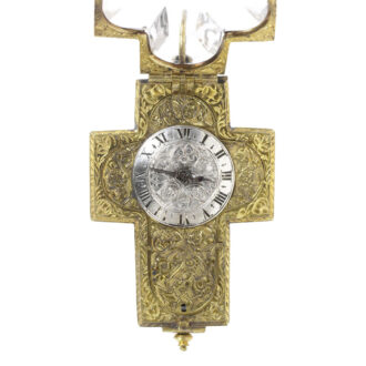 Swiss gilt brass watch in the shape of a crucifix Circa 1660
