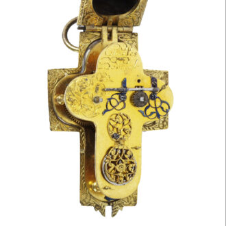 Swiss gilt brass watch in the shape of a crucifix Circa 1660