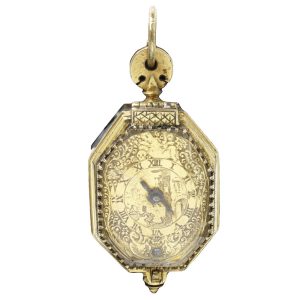 Swiss gilt brass watch in the shape of a diamond Circa 1630