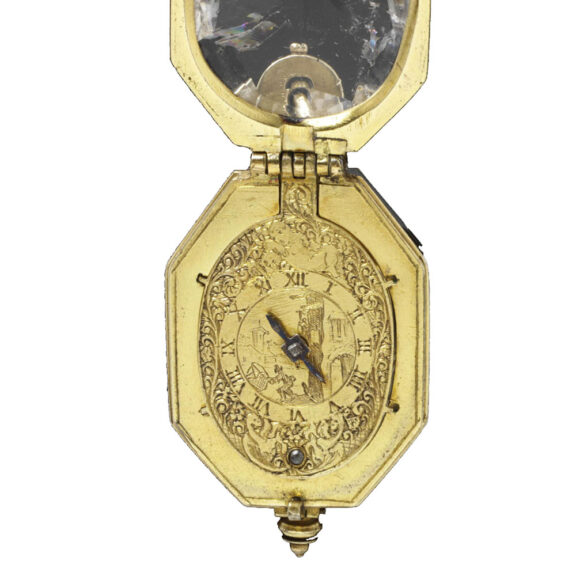 Swiss gilt brass watch in the shape of a diamond Circa 1630 Swiss gilt brass watch in the shape of a diamond Circa 1630
