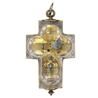 Swiss gilt brass watch in the shape of a crucifix Circa 1625