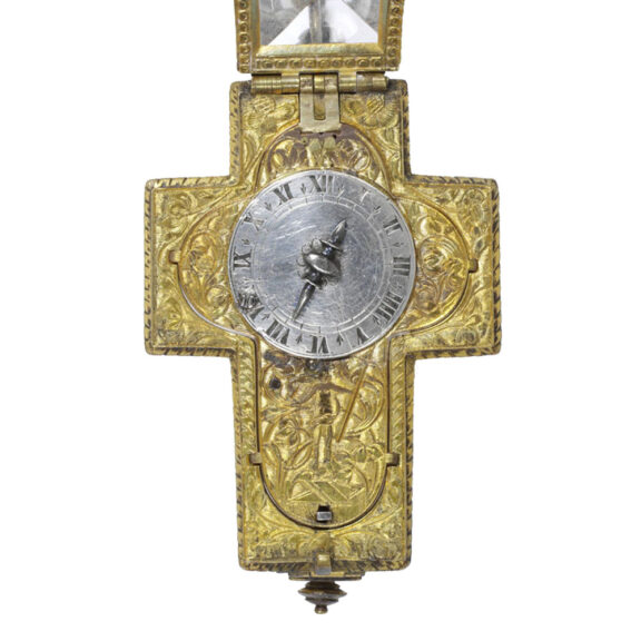 Swiss gilt brass watch in the shape of a crucifix Circa 1625 Swiss gilt brass watch in the shape of a crucifix Circa 1625