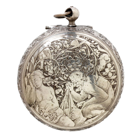 French silver Repoussé watch with erotic scene Circa 1670 French silver Repoussé watch with erotic scene Circa 1670
